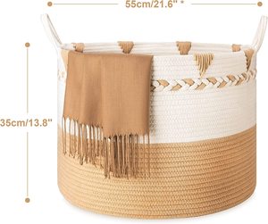 Decken korb Wohnzimmer, extra großer Aufbewahrung skorb Gewebter Baumwoll seil Wäsche korb <span class=keywords><strong>XXXL</strong></span> für Kinderspiel zeugs chuhe - Product Image 2