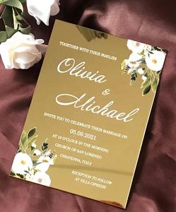 กระจกสีเงินออกแบบได้ตามต้องการสำหรับงานแต่งงาน<span class=keywords><strong>การ์ด</strong></span>กระจกสีทอง - Product Image 2