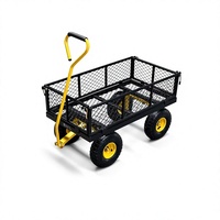 Chariots de jardin - Chariot à benne basculante en métal de 500 lb, quatre roues tout-terrain, roues gonflables, pour jardin, pelouse, fermes, travaux lourds, utilitaire