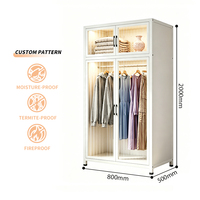 Armoire de chambre à coucher en acier sur mesure avec 4 portes battantes en polycarbonate, grande capacité, anti-poussière et élégante pour le rangement des vêtements