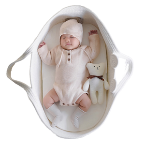 Cesta de seguridad CPC para recién nacidos, de cuerda de algodón tejida, portátil, para exteriores, cuna para dormir, almacenamiento de ropa de bebé, ¡la más vendida! - Product Image 6