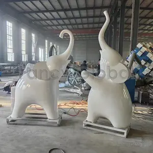 핫 세일 대형 동물 조각 파티 장식 실물 크기 유리 섬유 유리 섬유 만화 귀여운 다채로운 동물 코끼리 곰 동상