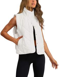 2023 Autumn <b>Winter</b> New for <b>Women's</b> Vintage Quilted Cotton <b>Vest</b> Mandarin Collar Lightweight Button Padded with Pockets - Product Image 6