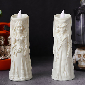 Lumière LED Crâne d'Halloween, Bougie Lumineuse, Décorations Horreur, Accessoires d'Arrangement, Ornements Lumineux Fantôme, Marié, Mariée, Couple - Product Image 2