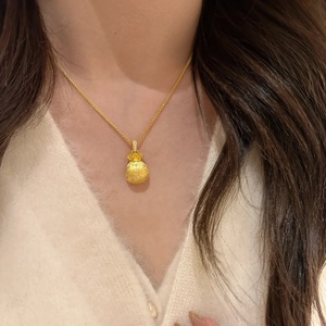 Nieuwe Chinese Stijl Diamant Ingelegde Geborstelde Kleine Gelukstas Hanger Ketting Licht Luxe Zijden Portemonnee Sleutelbeenketting - Product Image 6