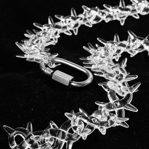 Collana Hip Hop 2024 di Tendenza, Gioielli da Uomo Punk Cool, Catena con Spine, Creativa con Maglie Infinite in Acrilico Trasparente, per Uomini e Donne - Product Image 3