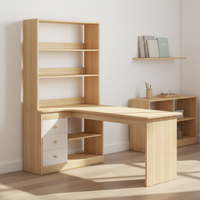Bureau d'ordinateur commercial moderne et durable en bois écologique Landeast avec table d'écriture d'angle et étagère