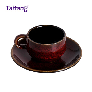 Suministros de cafetería de hotel <span class=keywords><strong>Tazas</strong></span> de café de cerámica esmaltadas en colores personalizados para cafetería - Product Image 3