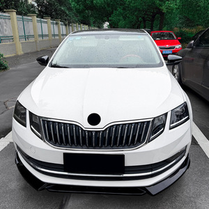Amp-Z Front <b>Lip</b> <b>Splitter</b> For Skoda Octavia Mk3.5 2018-2020 Piano Black Carbon Fiber Texture Matte Finish - Product Image 1