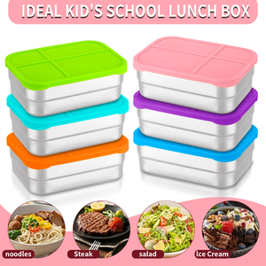 Bán buôn rò rỉ bằng chứng <span class=keywords><strong>container</strong></span> lưu trữ thực phẩm cấp thực phẩm thép không gỉ Bento Hộp Ăn Trưa với Silicone có nắp đậy - Product Image 6
