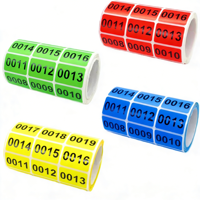 Kertas Vinyl Perekat Diri Nomor 1-1000 Bulat Berwarna Stiker Nomor Berturut-turut Label Tahan Air Label Inventaris Nomor