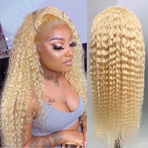Transparent 613 <b>Blonde</b> Hair Lace <b>Wigs</b> 13*4 Lace Frontal Deep Wave Human Hair <b>Wig</b> - Product Image 3