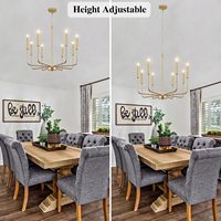 Vintage magnifique Hall bougie lustre éclairage or 8 lumières ferme plafond suspension lampe