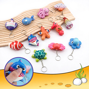12 Estilos Novedosos de Llaveros de Goma Blandos de 8cm con Diseño de Animales Marinos de Subida Lenta para Niños - Product Image 1