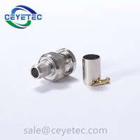 Conector BNC de 75 Ohm, conector macho de crimpado SDI para CCTV RG58 RG59