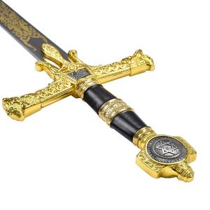 Réplica de <span class=keywords><strong>arma</strong></span> de espada real histórica medieval de <span class=keywords><strong>tres</strong></span> colores de 46 pulgadas, espada larga del rey Salomón para decoración de pared - Product Image 6