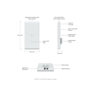 Ubiquiti U6-Mesh-Pro WiFi 6 AP, AX5400 Dual-Band Gigabit Mesh, Outdoor, PoE, UBNT Ubiquiti U6-Mesh-Pro W1355 - Product Image 1