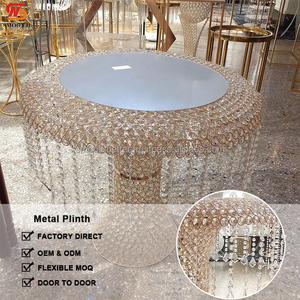 JINDY Metal Wedding Table Plinths with Crystal Bead Curtain Acrylic Panel Gold Display Decorative Centerpiece <strong>Stage</strong> <strong>Props</strong> - Product Image 2