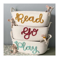 Paniers en corde de coton personnalisés avec nom de bébé Vente en gros Paniers de rangement en corde 100% coton Naturel Fabriqué au Viet Nam