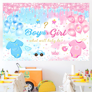 Sfondo Fotografico per Rivelazione del Sesso del Bambino, Palloncini Rosa e Blu per Baby Shower, Cosa Sarà il Sesso del Bambino? - Product Image 3