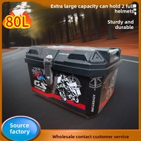Boîte à bagages arrière pour moto extra large de 80 L, en PP haute résistance, adaptée à 2 casques intégraux, étanche, antivol, résistante aux chocs
