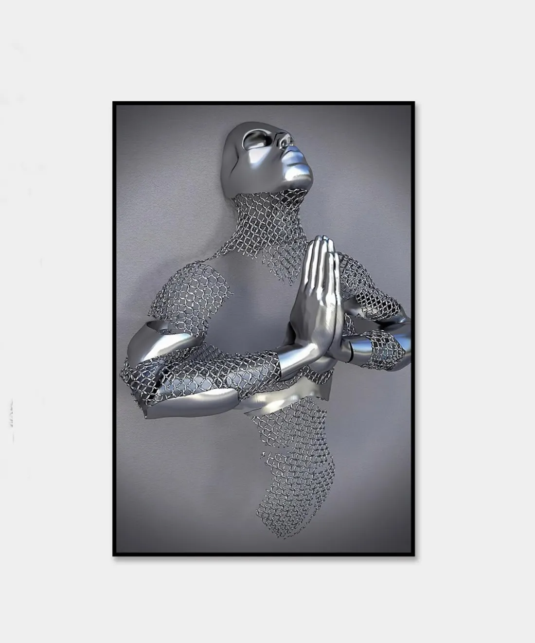 JZ Modern Love Statue Poster Print Wall Picture Nordic Metal Figure Sculpture Painting Living Room Wall Arts Canvas