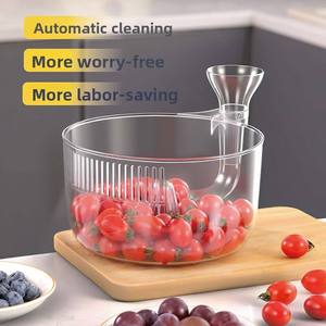 Panier égouttoir automatique en plastique pour un rinçage rapide des fruits, baies et légumes – Outil de cuisine polyvalent pour évier et extérieur - Product Image 2