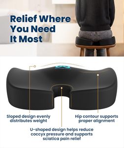 Coussin de siège en mousse à mémoire de forme recommandé par les médecins pour les chaises de bureau, les voitures, soulagement ergonomique des douleurs au coccyx et à la sciatique, housse amovible - Product Image 3