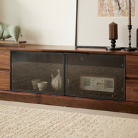 Meuble TV en noyer noir d'Amérique du Nord, vente en gros d'usine - Meuble console multimédia moderne pour salon (Mueble TV Madera)
