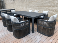Hangkai 2026 Nouvelle Arrivée Mobilier de Jardin et de Terrasse Extérieur en Aluminium avec Tables et Chaises en Rotin PE