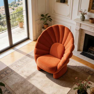 Fauteuil Coquille Moderne de Luxe en Velours, Mobilier de Salon Nordique, Canapé <span class=keywords><strong>d</strong></span>'<span class=keywords><strong>Appoint</strong></span> Festonné, Chaise Longue Occasionnelle Monoplace - Product Image 3