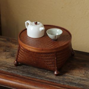 Mesa de té de bambú tejida al estilo japonés con artesanía en lacado para almacenamiento de sets de té Kung Fu y accesorios para la ceremonia del té - Product Image 2