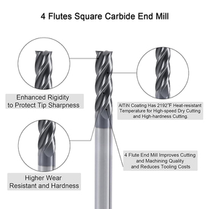 HRC55 Carbide Square <strong>End</strong> <strong>Mill</strong> 4 Flute <strong>End</strong> Milling Cutter Tools <strong>for</strong> Wood Cnc Router Bits - Product Image 6