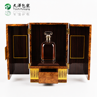 Coffret Cadeau en Bois de Burl à Double Porte pour Bouteille de Whisky, Carafe Personnalisée de Luxe Faite à la Main avec Finition Mate, Coffret de Présentation