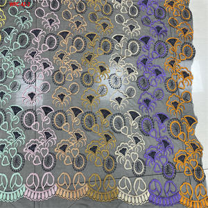 여성 드레스 의류용 공장 맞춤 꽃과 색상 자수 화이트 메쉬 튤 레이스 원단 순수 자수 원단 - Product Image 5