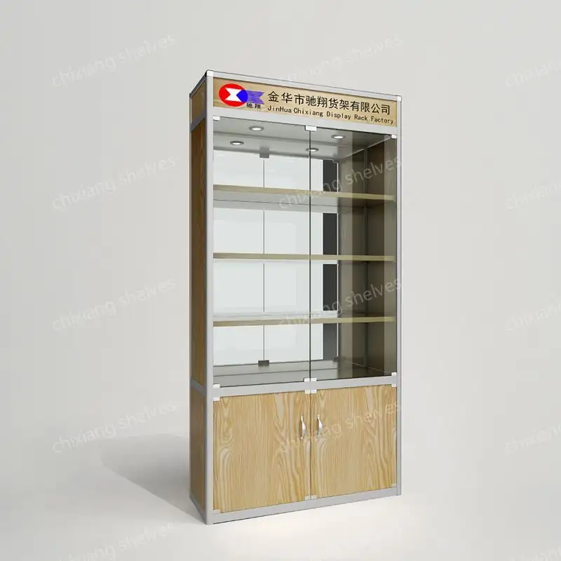 customized aluminium glass display showcase with led light Full Vision Glass Display Cabinet For Retail Store