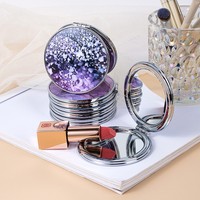 Vente en gros miroir de poche pour femmes petit miroir de voyage grossissant 2X imprimé fleur sac à main miroir compact cadeau unique pour artistique