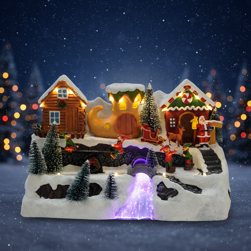 White Ceramic Christmas Village Houses, LED Lighted Christmas Village Houses White Porcelain Village Town Houses Christmas Town Scene Collection Home