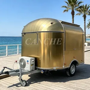 Carrito de Comida Móvil Comercial de Acero Inoxidable Estándar Australiano, Remolque de Comida Dorado Tipo Donut - Product Image 1