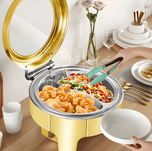 Scaldavivande Rotondo Dorato di Alta Qualità da 6L, Attrezzatura per Buffet per Matrimoni, Feste e Hotel - Product Image 3