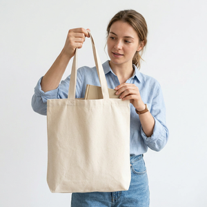 Eco-Friendly Organic Cotton Striped <b>Drawstring</b> Handle Custom Logo Printed Promotional Shopping Tote <b>Bag</b> - Product Image 1