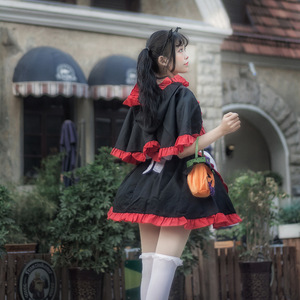 Halloween Maid Cosplay Costume Women Red Black Dress Anime Role Play Outfit Spring 2023 Polyester Fiber 14 Years Up - Product Image 4