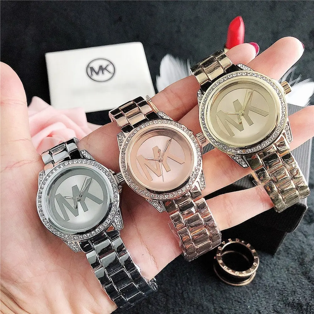 2024 थोक फैशन प्रसिद्ध ब्रांड लोगो एमके महिला कलाई घड़ी महिलाओं के लिए क्वार्ट्ज घड़ियाँ महिलाओं के लिए मॉन्ट्रेस पोर फेम्स