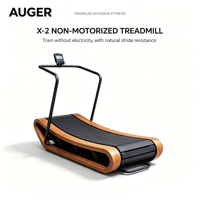 Tapis roulant sans moteur en bois massif avec marches courbes et mini console numérique