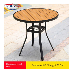 Mesa de Bistro para Exteriores con Superficie de Madera con Aspecto de Listones y Estructura de Metal Negro, Muebles de Patio Resistentes a la Intemperie para Jardín o Balcón - Product Image 6