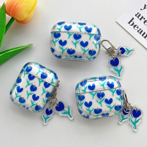 Étui coréen à fleurs noires avec porte-clés pour <span class=keywords><strong>AirPods</strong></span> 1 <span class=keywords><strong>2</strong></span> Pro étuis d'écouteurs Bluetooth pour Air Pods 3 <span class=keywords><strong>2</strong></span> housse <span class=keywords><strong>de</strong></span> casque souple - Product Image 6