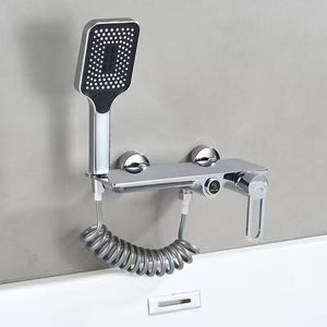 Robinet de douche à main de pluie chromé moderne mitigeur mural pour baignoire robinet de sterne sanitaire en laiton salle de bain d'hôtel - Product Image 4