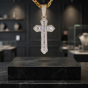 Pendentif croix en argent sterling 925, charme en moissanite, plaqué argent, collier unisexe classique et tendance, style hip-hop, cadeau personnalisé avec nom - Product Image 2