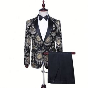 Herren-Blumenanzug-Set, Slim Fit, <span class=keywords><strong>2</strong></span>-teiliger Smoking, Zweiknopf-Musteranzug, Jacke und Hose für Party und Abschlussball - Product Image 5