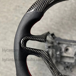 Volante de cuero perforado de fibra de carbono de calidad de Venta caliente para volante de coche Honda Fit - Product Image 4